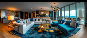 Panorama of luxury living room Generative AI